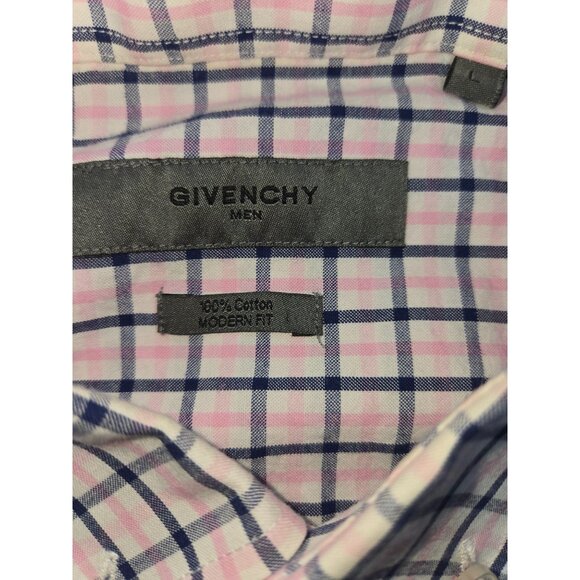 Givenchy Mens Modern Fit Long Sleeve Plaid Shirt Large - Picture 5 of 8
